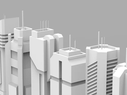 7 SciFi Skyscrapers 3D Model