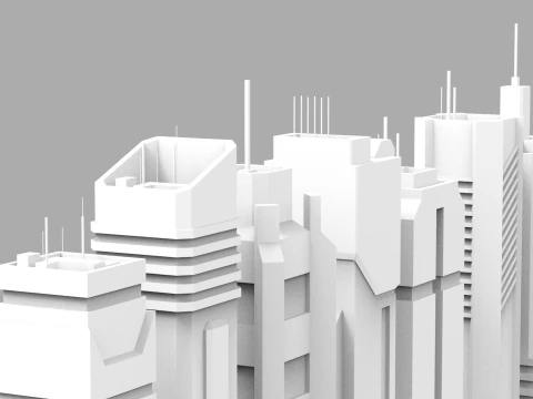 7 SciFi Skyscrapers 3D Model