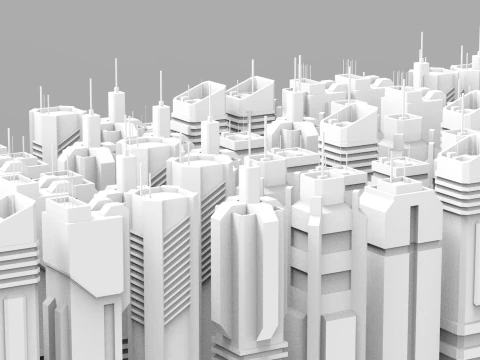 7 SciFi Skyscrapers 3D Model