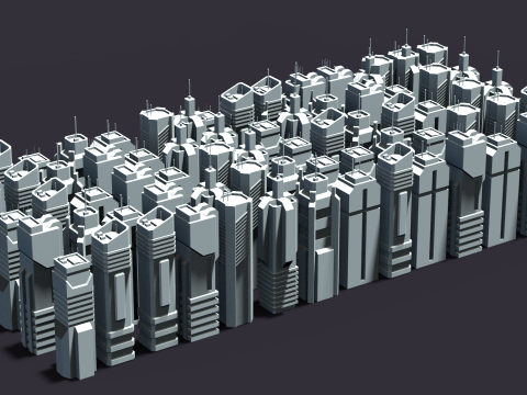 7 grattacieli fantascientifici Modello 3D