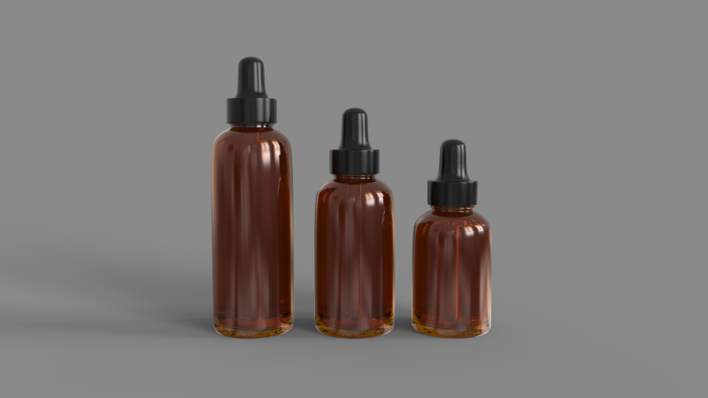 Amber Glass Bottles with Droppers 3Dモデル .c4d .max .obj .3ds .fbx .stl .blend