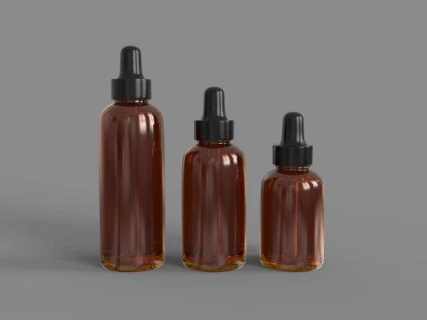 Flacons en verre ambr&eacute; avec compte-gouttes Modèle 3D