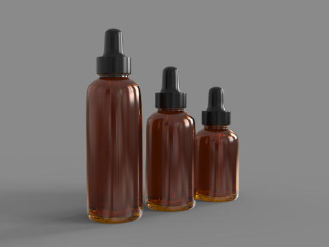 Amber Glass Bottles with Droppers 3Dモデル