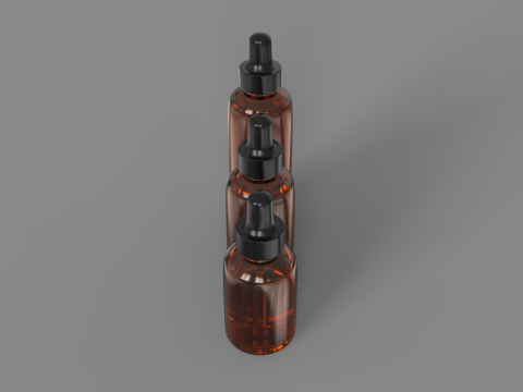 Amber Glass Bottles with Droppers 3Dモデル