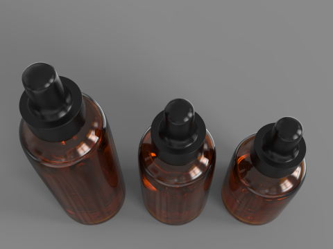 Amber Glass Bottles with Droppers 3Dモデル