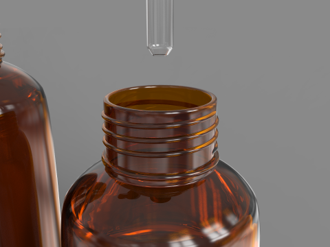 Amber Glass Bottles with Droppers 3Dモデル