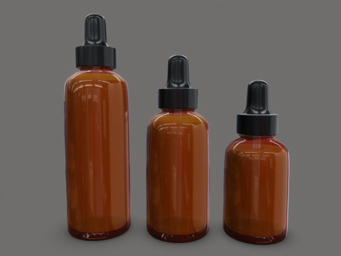 Amber Glass Bottles with Droppers 3Dモデル