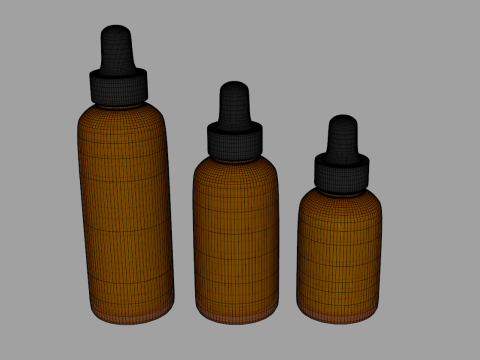 Amber Glass Bottles with Droppers 3Dモデル