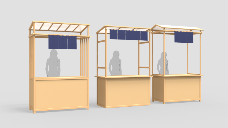 Asian Wooden Food Stands 3Dモデル .c4d .max .obj .3ds .fbx .stl .blend