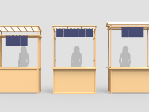 Asian Wooden Food Stands 3Dモデル
