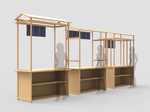 Asian Wooden Food Stands 3Dモデル
