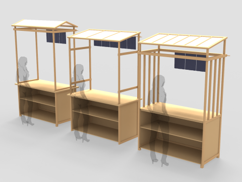Asian Wooden Food Stands 3Dモデル
