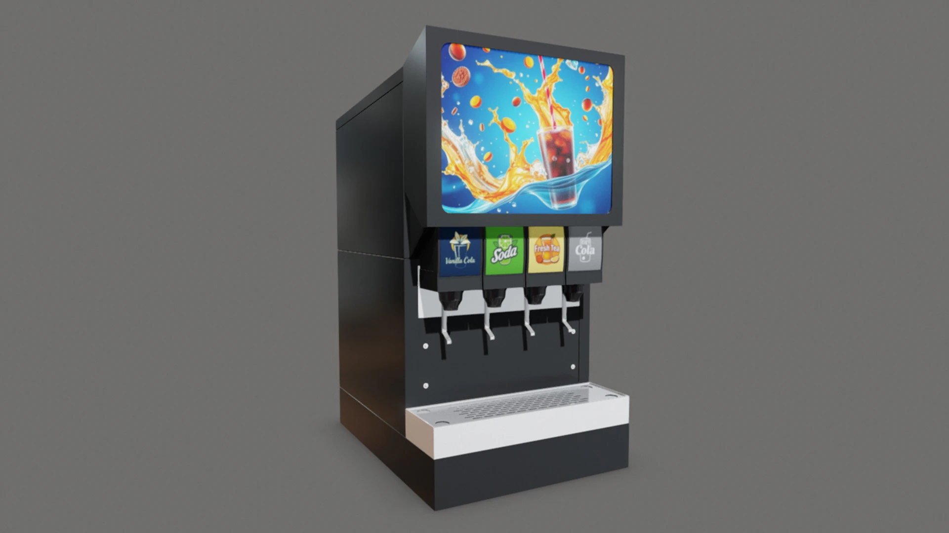 Automatic Beverage Vending Machine - Counter Soda Fountain 3D Model .c4d .max .obj .3ds .fbx .stl .blend 