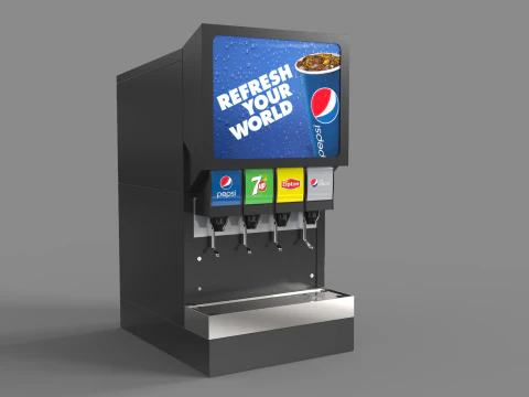 Automatic Beverage Vending Machine - Counter Soda Fountain 3D Model