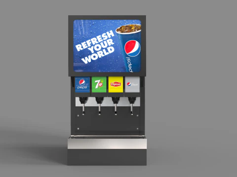 Automatic Beverage Vending Machine - Counter Soda Fountain 3D Model