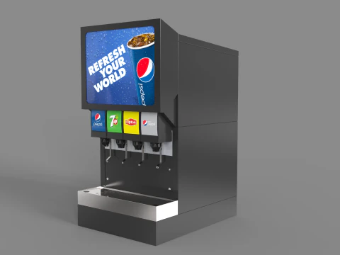 Automatic Beverage Vending Machine - Counter Soda Fountain 3D Model