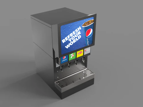 Automatic Beverage Vending Machine - Counter Soda Fountain 3D Model