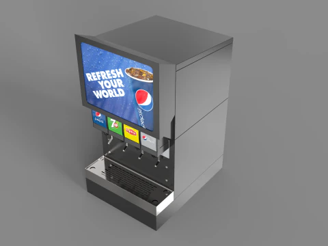 Automatic Beverage Vending Machine - Counter Soda Fountain 3D Model