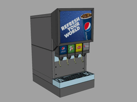 Automatic Beverage Vending Machine - Counter Soda Fountain 3D Model