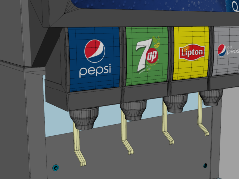 Automatic Beverage Vending Machine - Counter Soda Fountain 3D Модель