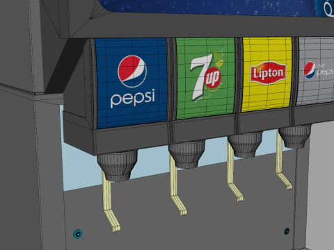 Automatic Beverage Vending Machine - Counter Soda Fountain 3D Model