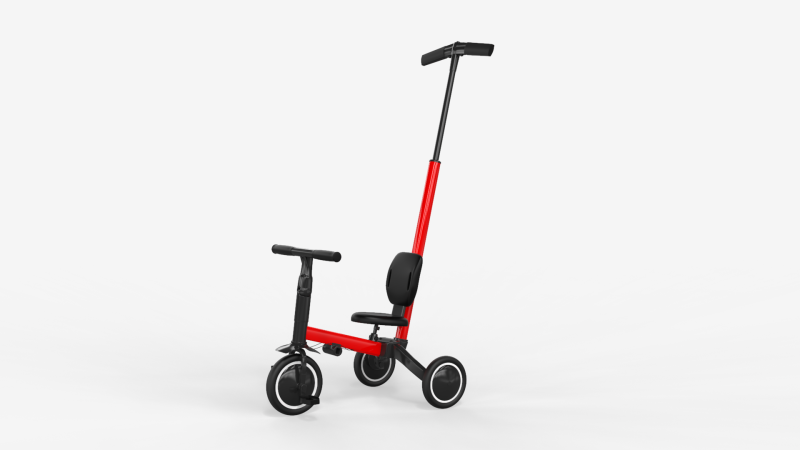Baby Tricycle with Push Handle 3D Модель .c4d .max .obj .3ds .fbx .stl .blend