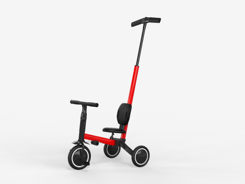 Baby Tricycle with Push Handle 3D Модель