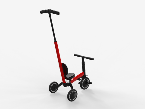 Baby Tricycle with Push Handle 3D Модель