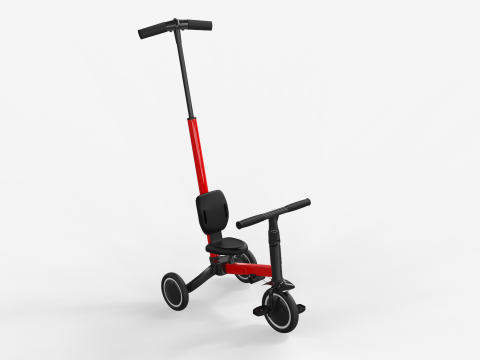 Baby Tricycle with Push Handle 3D Модель