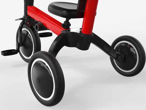 Baby Tricycle with Push Handle 3D Модель