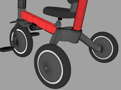 Baby Tricycle with Push Handle 3D Модель