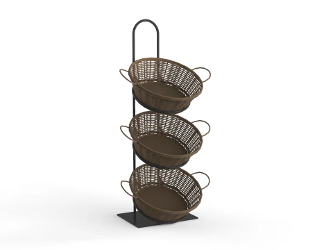 Bakery Display Rack with Baskets 3D Model