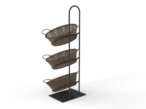 Bakery Display Rack with Baskets 3D Model