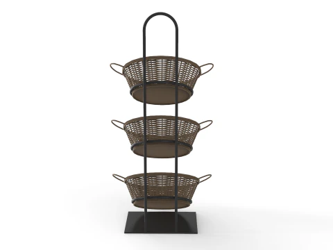 Bakery Display Rack with Baskets 3D Model
