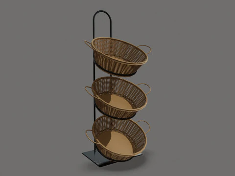 Bakery Display Rack with Baskets 3D Model