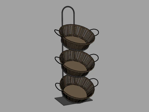 Bakery Display Rack with Baskets 3D Model