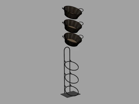 Bakery Display Rack with Baskets 3D Model