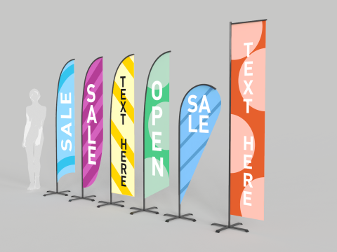 Banner Commercial Flags 3D Model