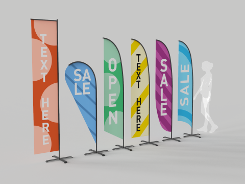 Banner Commercial Flags 3D Model
