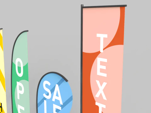 Banner Commercial Flags 3D Model