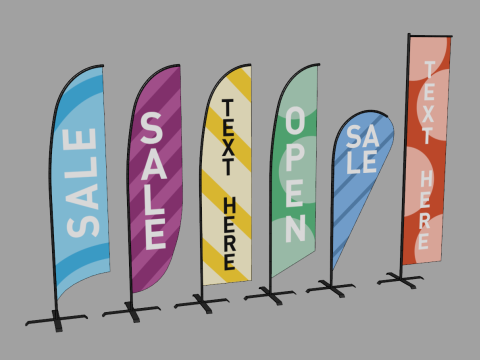 Banner Commercial Flags 3D Model