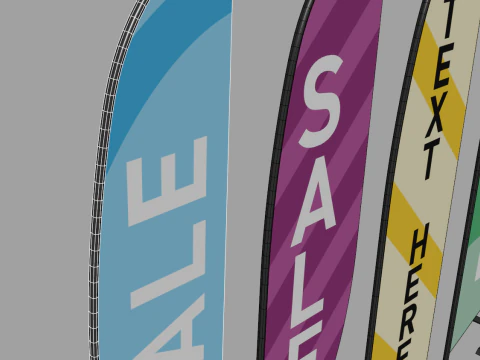 Banner Commercial Flags 3D Model