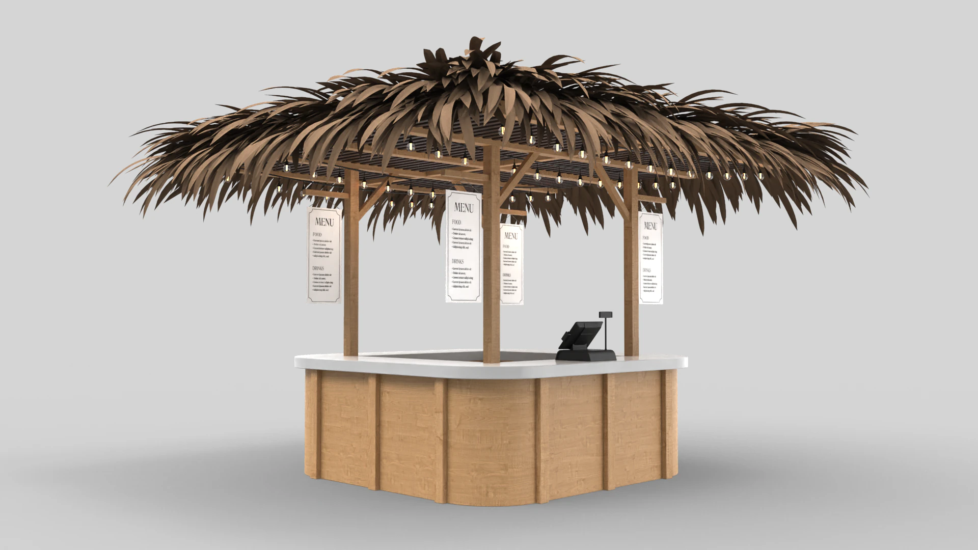 Beach Bar 3x3 Meters 3D Model .c4d .max .obj .3ds .fbx .stl .blend
