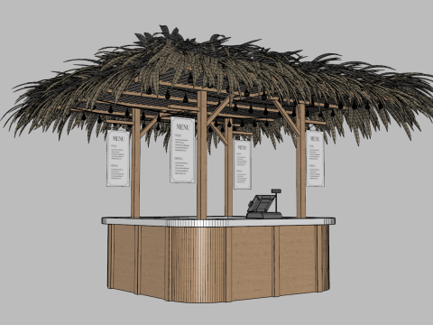 Beach Bar 3x3 Meters Model 3D