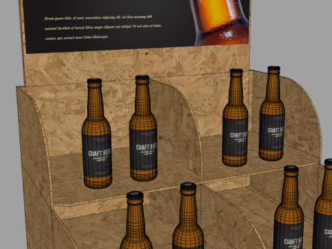 Beer Wooden Rack Display 1 Modello 3D
