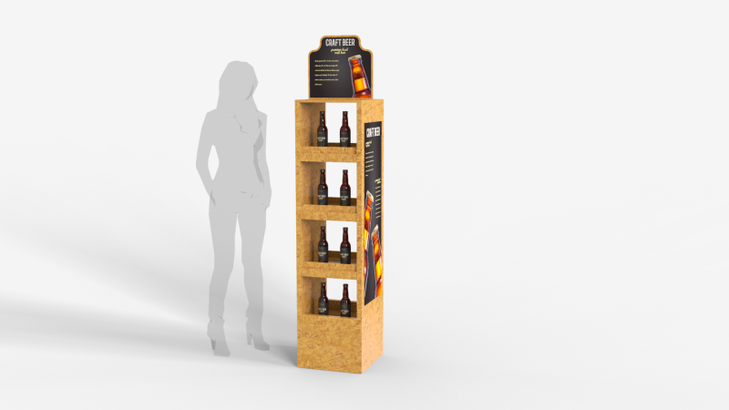 Beer Wooden Rack Display 2 3D Model .c4d .max .obj .3ds .fbx .stl .blend