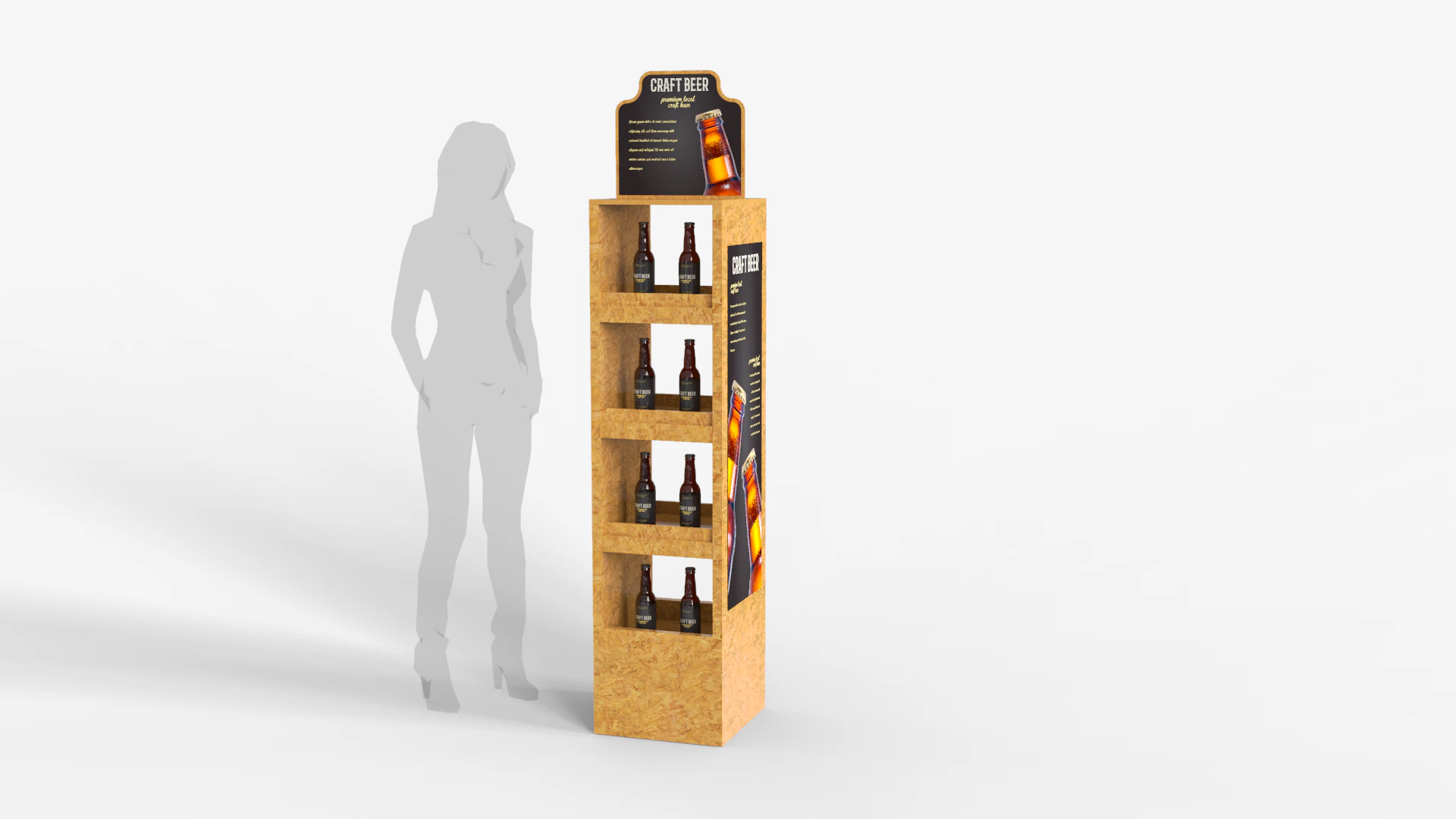 Beer Wooden Rack Display 2 3D Model .c4d .max .obj .3ds .fbx .stl .blend
