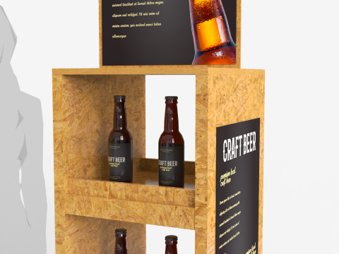 Beer Wooden Rack Display 2 3D Model
