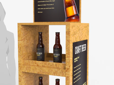 Beer Wooden Rack Display 2 3D Model