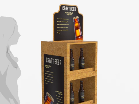 Beer Wooden Rack Display 2 3D Model